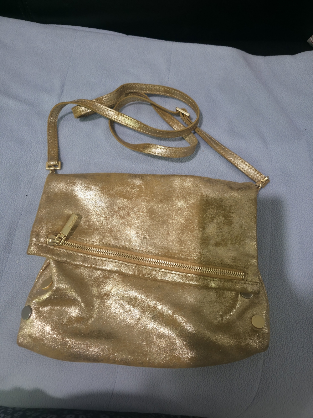 Hammitt Metallic Gold Fold-Over Crossbody